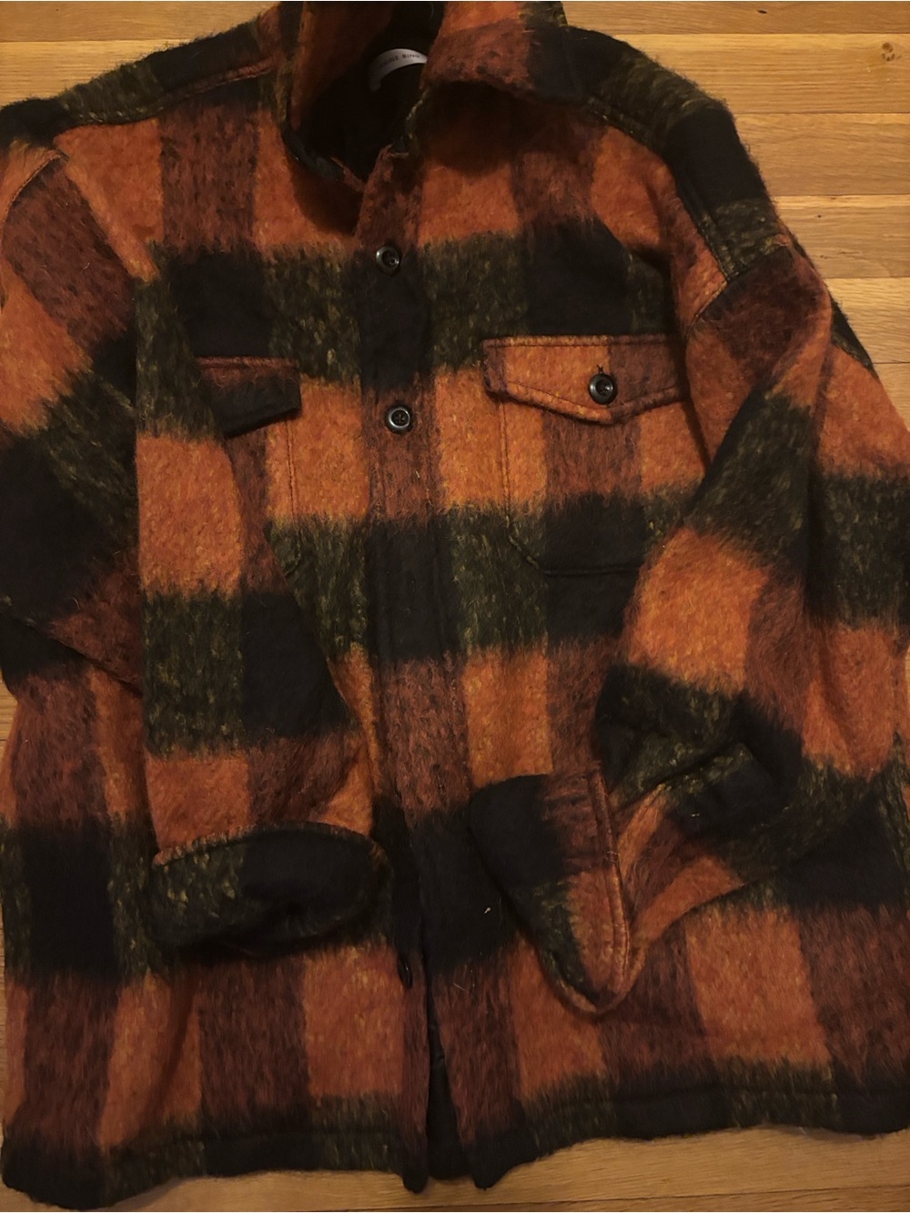 NWOT ANINE Bing Women's Pumpkin & Black Plaid Shacket Jacket - Picture 2 of 4